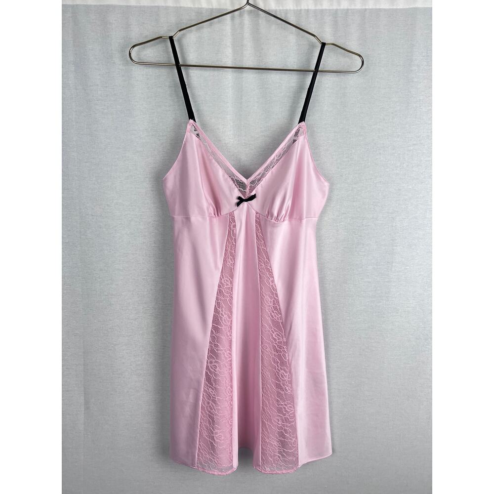 ⭐️ Coquette Babydoll Slip Dress Pink Lace Sheer Mini Chemise Fairy Romantic